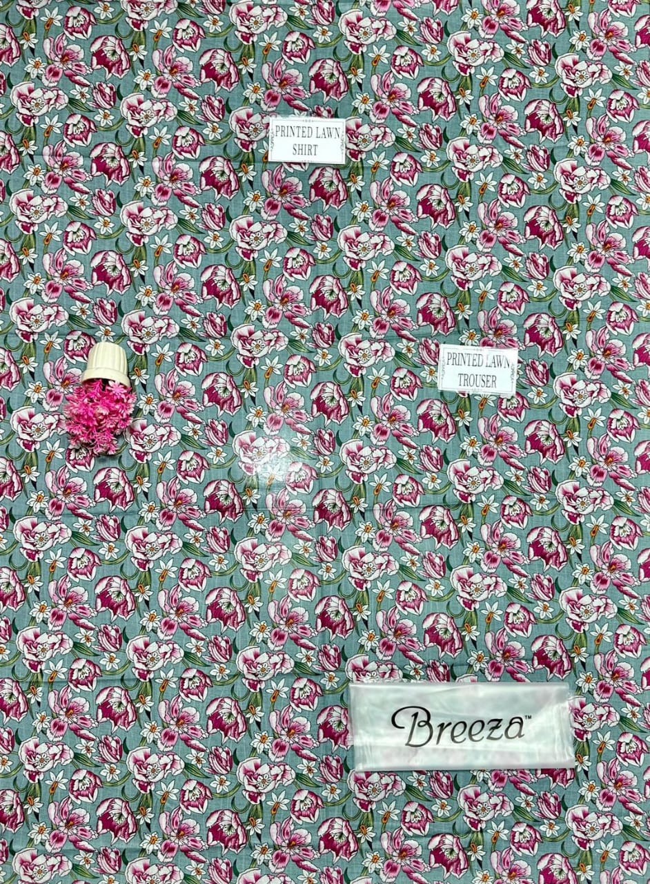 2 Pcs Women's Unstitched Printed Lawn Suit