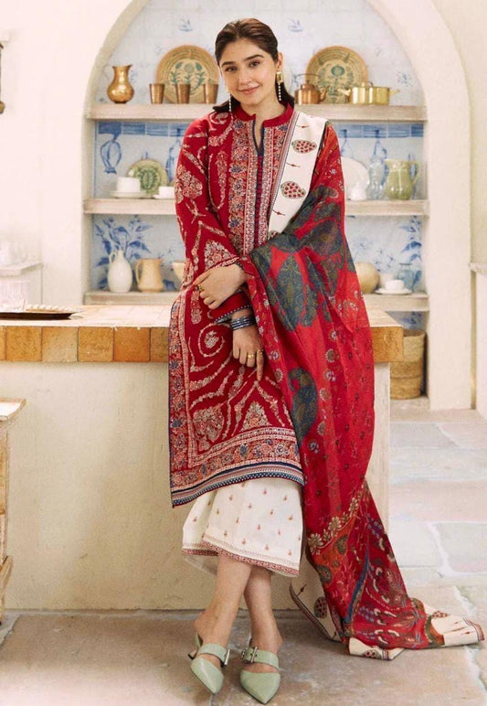 3 Pcs Women's Unstitched Embroidered Suit