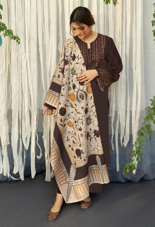 3 Pcs Unstitched Embroidered Lawn Suit for Women