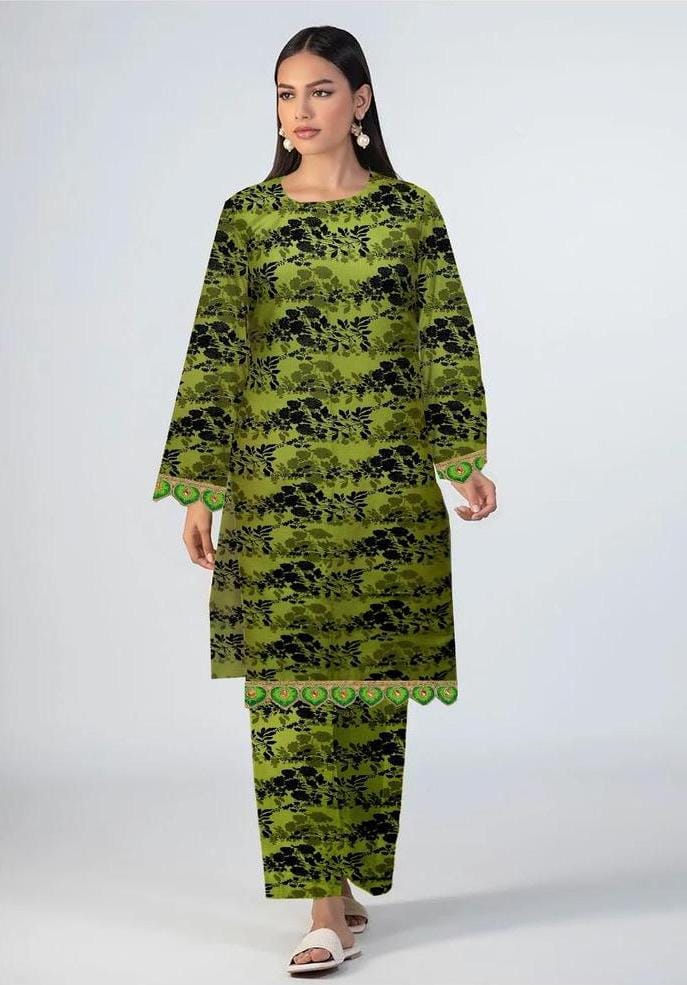 2 Pcs Women's Unstitched Khaddar Printed Suit