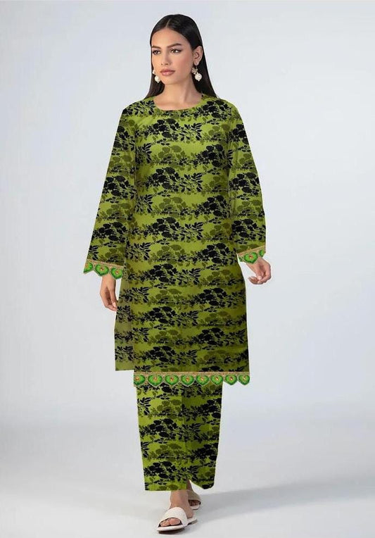 2 Pcs Women's Unstitched Khaddar Printed Suit