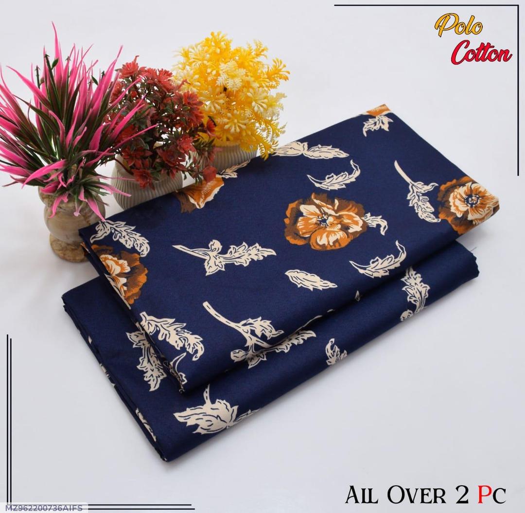2 Pcs Women's Unstitched Printed Suit – Blue