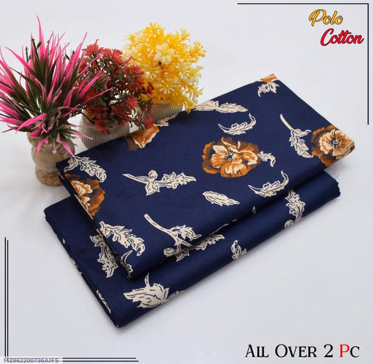 2 Pcs Women's Unstitched Printed Suit – Blue