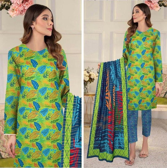 Title: 3 Pcs Women's Unstitched Khaddar Printed Suit