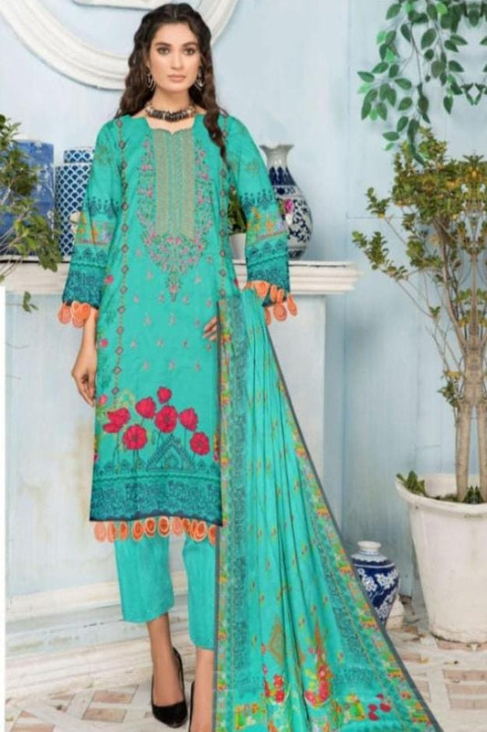 3 Pcs Women's Unstitched Embroidered Linen Suit