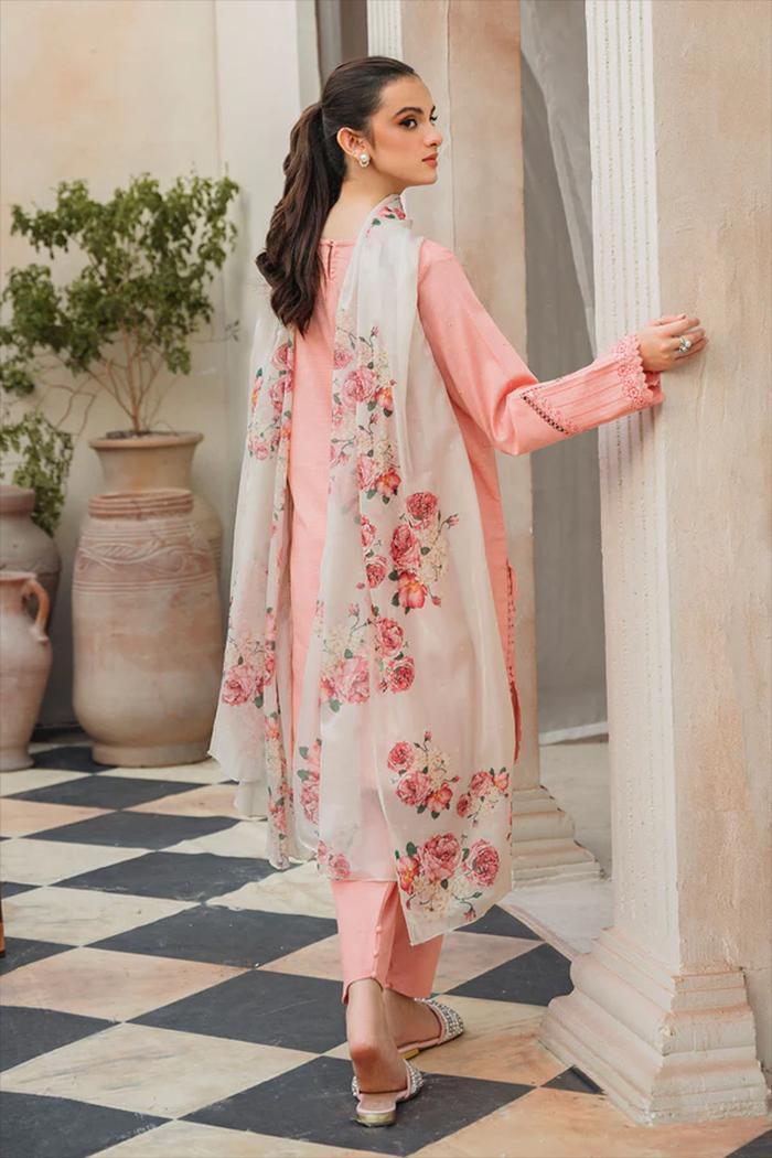 3 Pcs Women's Unstitched Embroidered Lawn Suit