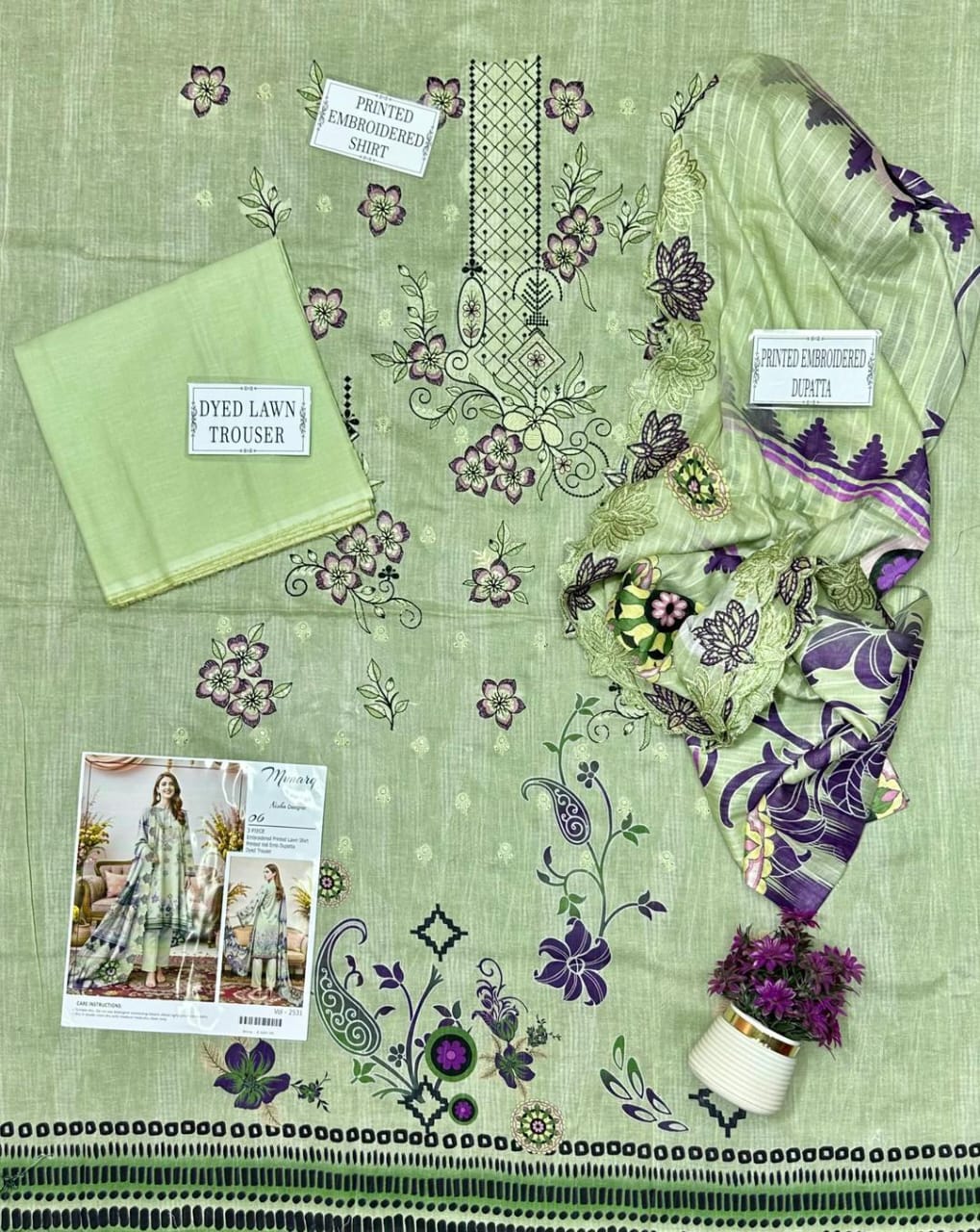 3 Pcs Women's Unstitched Printed Embroidered Dobby Lawn Suit