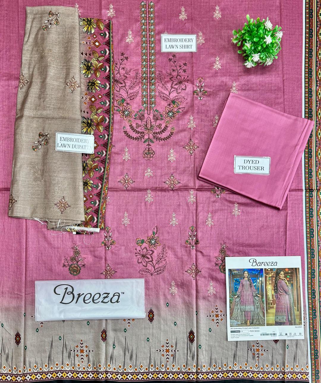 3 Pcs Women's Unstitched Printed Lawn Suit with Silk Dupatta