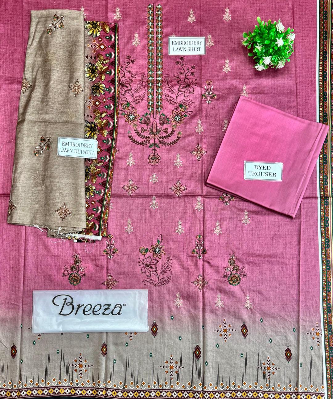 3 Pcs Women's Unstitched Printed Lawn Suit with Silk Dupatta