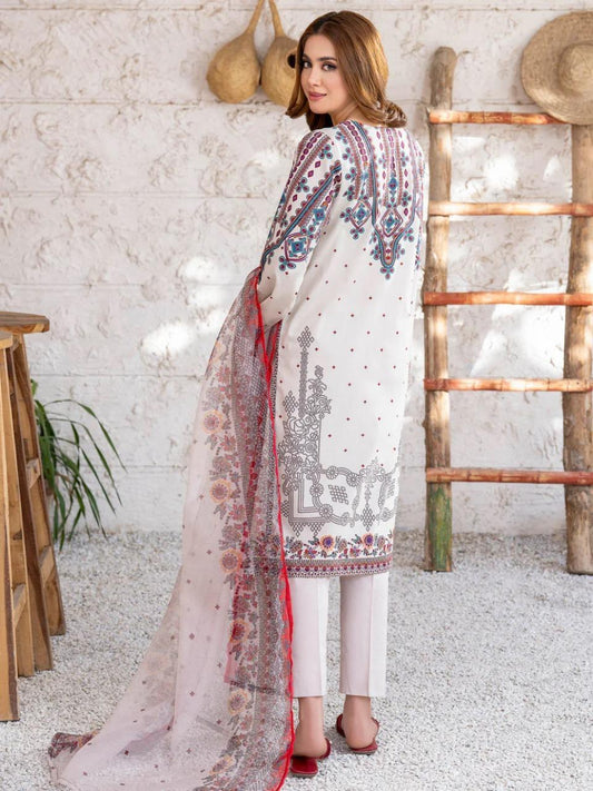 3 Pcs Women's Unstitched Printed Suit – Off White