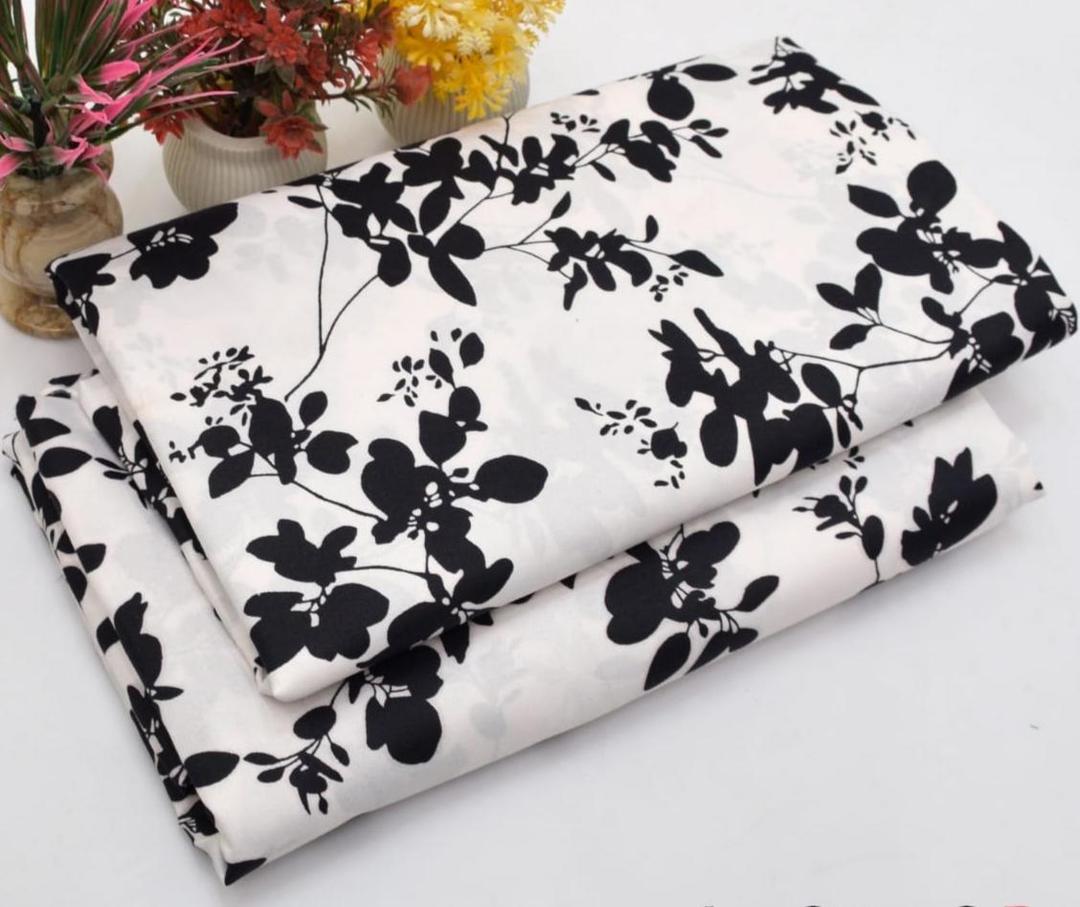 2 Pcs Women's Unstitched Printed Suit – White