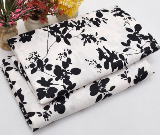 2 Pcs Women's Unstitched Printed Suit – White