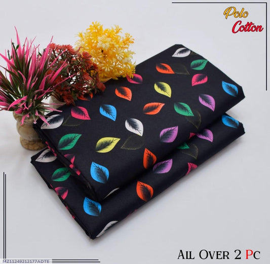2 Pcs Women's Unstitched Printed Suit – Black