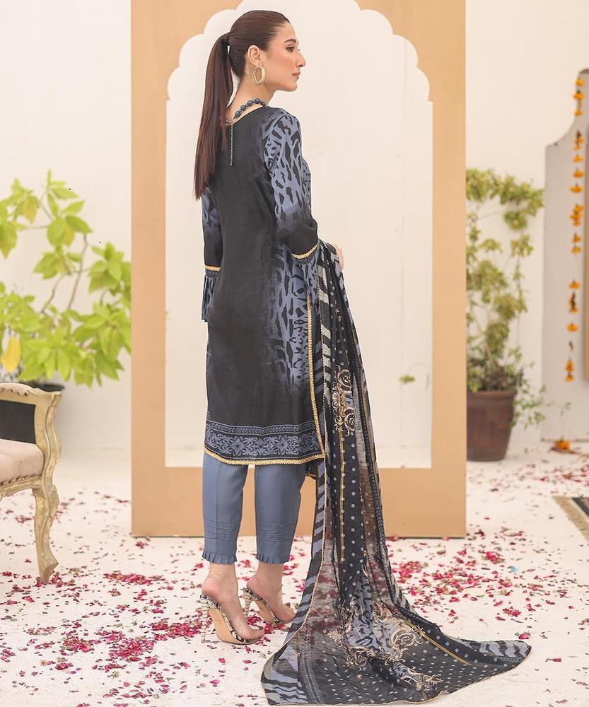 3 Pcs Women's Unstitched Swiss Lawn Printed Suit
